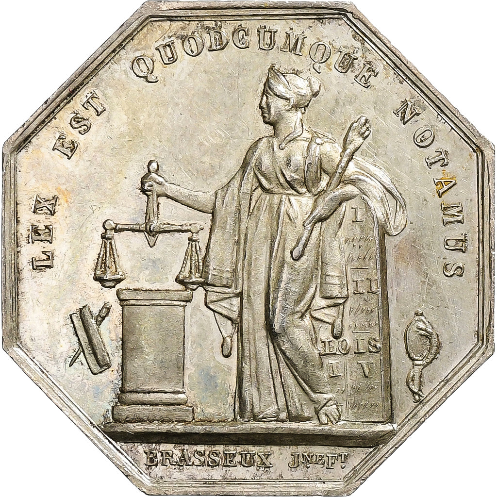 Francia, zeton, Chambre des Notaires d'Evreux, Plata, Brasseux, EBC