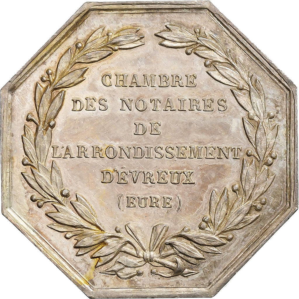 Francia, zeton, Chambre des Notaires d'Evreux, Plata, Brasseux, EBC