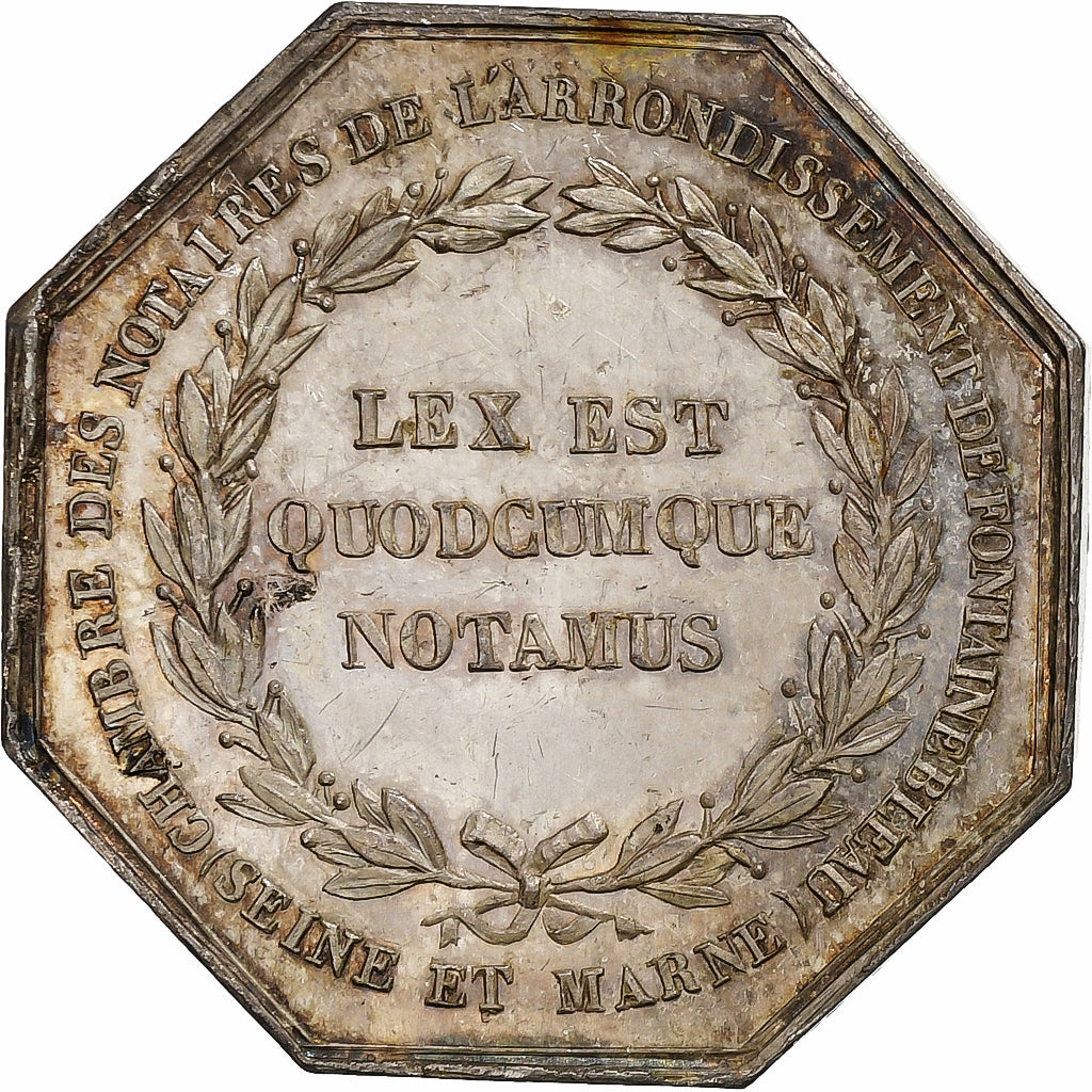 France, Token, Napoléon III, Notaires de Fontainebleau, Silver, Caqué