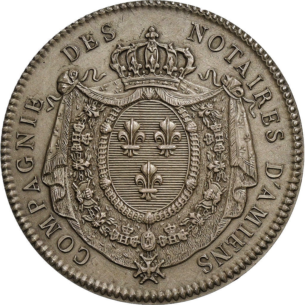 Francia, zeton, Compagnie des Notaires d'Amiens, 1816, Plata, Restrike, EBC