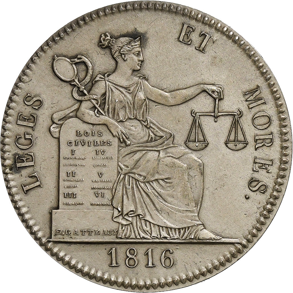 Francia, zeton, Compagnie des Notaires d'Amiens, 1816, Plata, Restrike, EBC