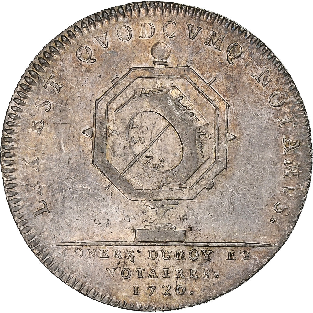 Francia, zeton, Louis XV, Conseillers du Roi et Notaires, 1720, Plata, MBC+