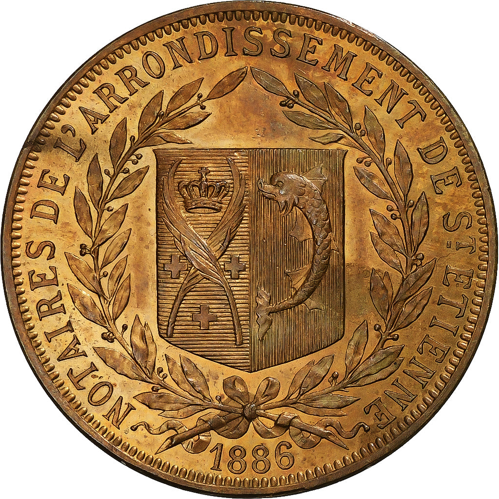 France, Jeton, Notaires de l'Arrondissement de Saint-Etienne, 1886, SPL, Bronze