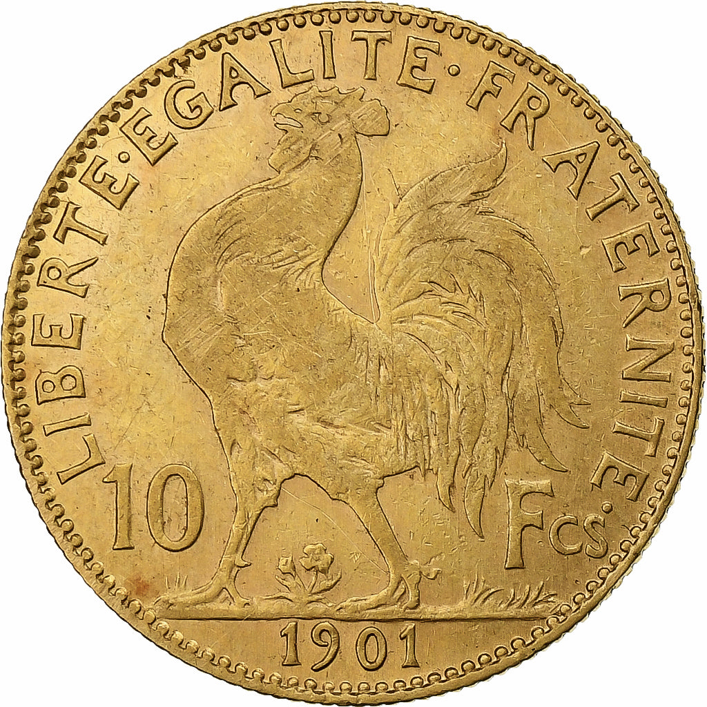 Francja, 10 Francs, Marianne, 1901, Paris, Złoto, AU(50-53), Gadoury:1017