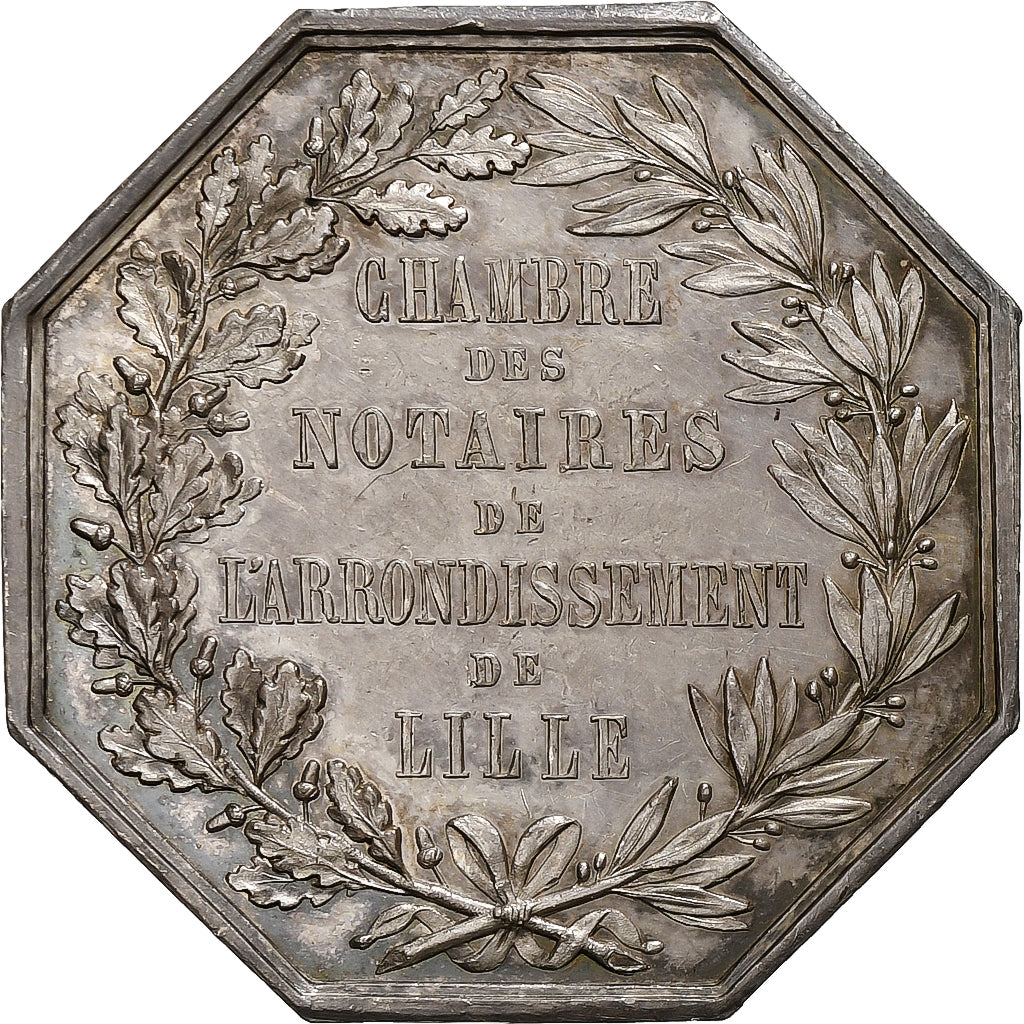 França, Token, Notaires de l'Arrondissement de Lille, 1848, Prata, Lecomte