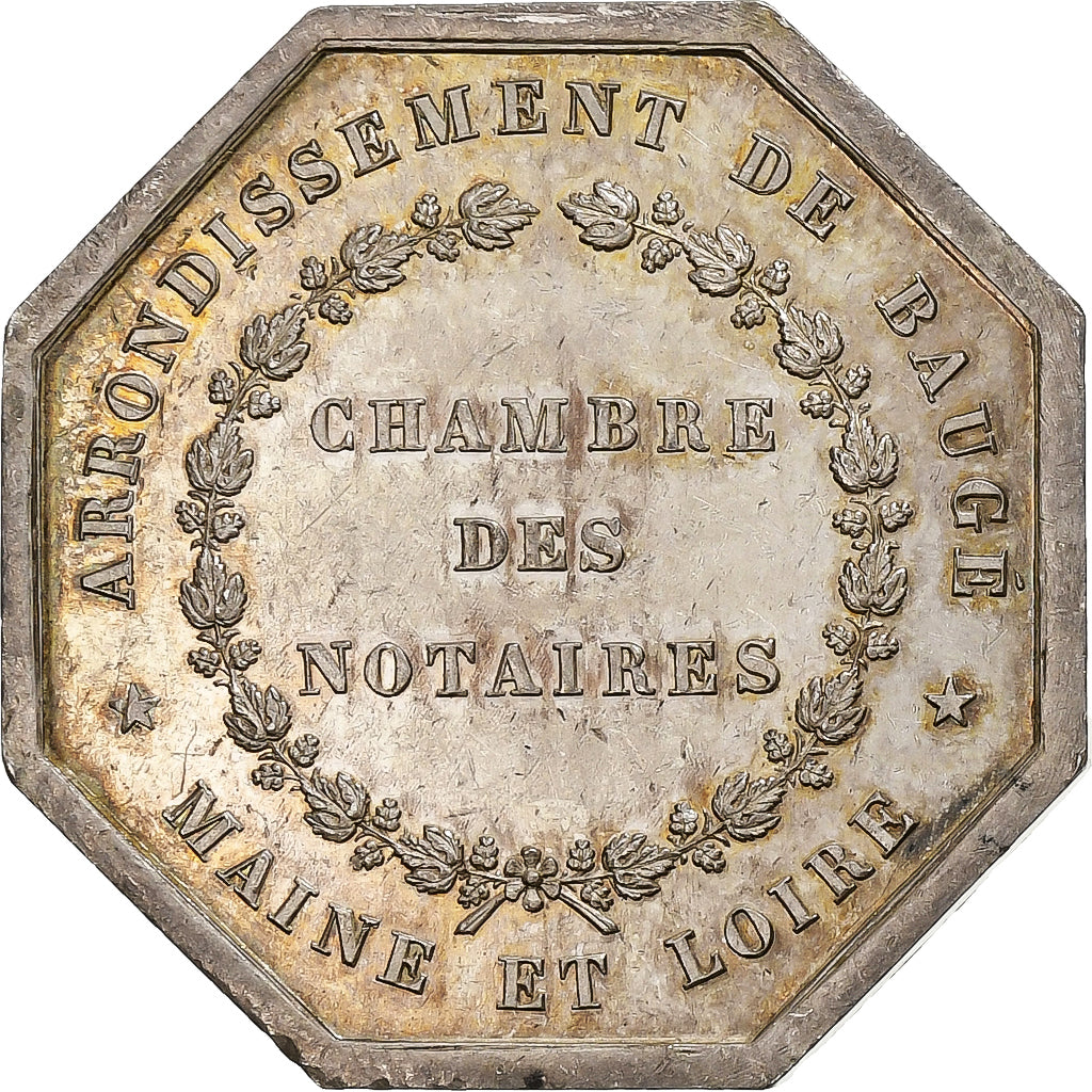 Francia, zeton, Notaires de Baugé, Maine et Loire, Plata, EBC+, Lerouge:35