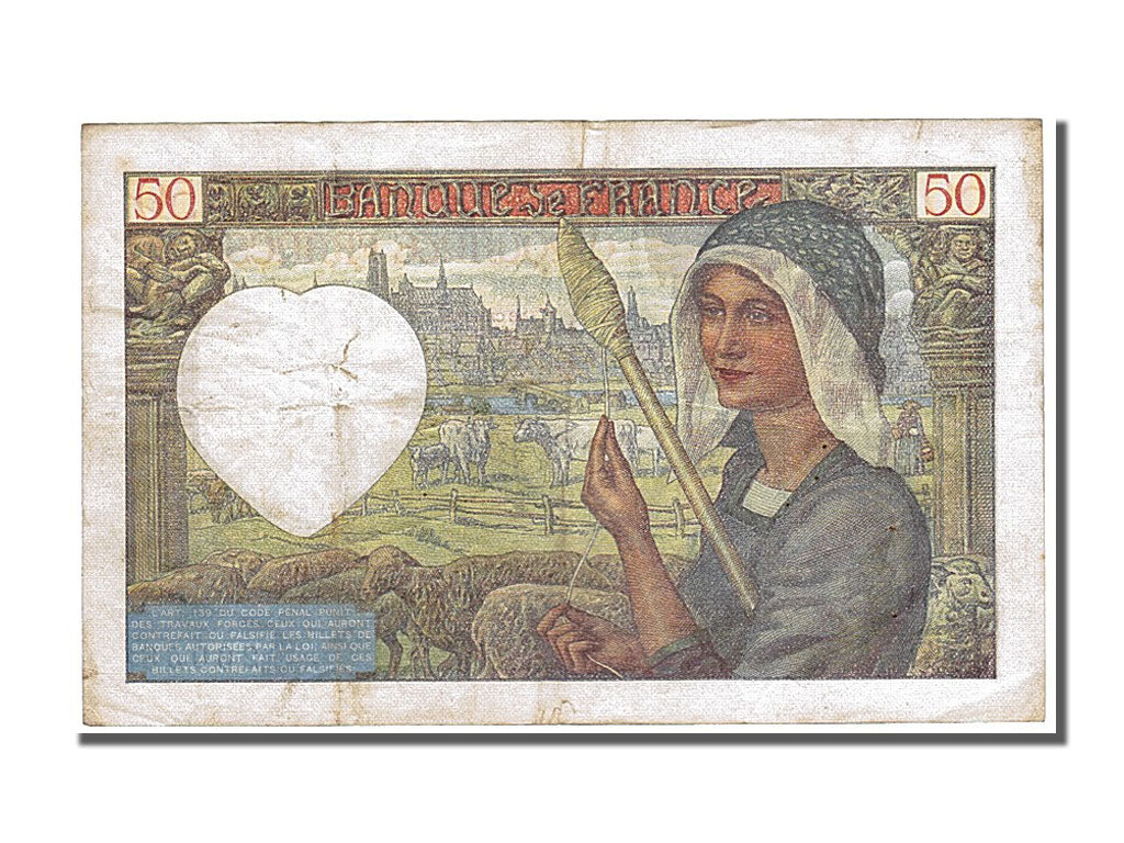 Banknot, Francja, 50 Francs, Jacques Coeur, 1941, 1941-05-08, AU(50-53)