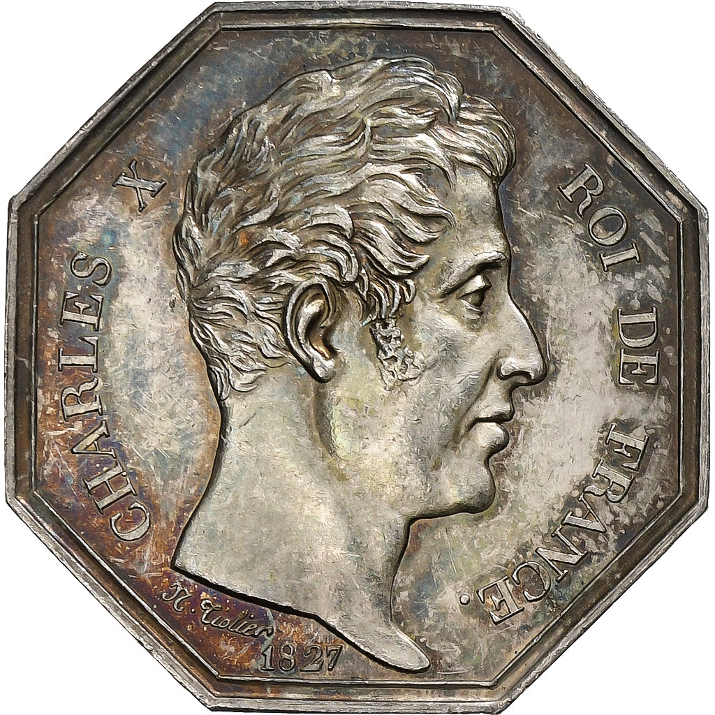 France, Token, Charles X, Notaires de l'Arrondissement de Meaux, 1827, Silver