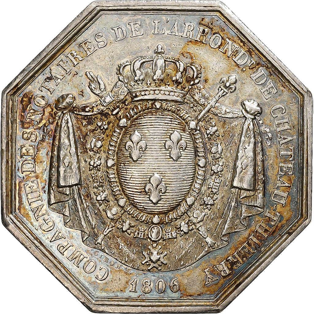 France, Jeton, Notaires de l'Arrondissement de Château-Thierry, 1822, Argent
