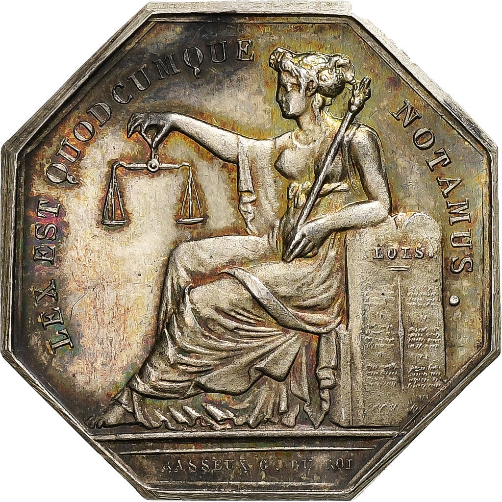 Francia, zeton, Notaires de l'Arrondissement de Bernay, Eure, Plata, Brasseux