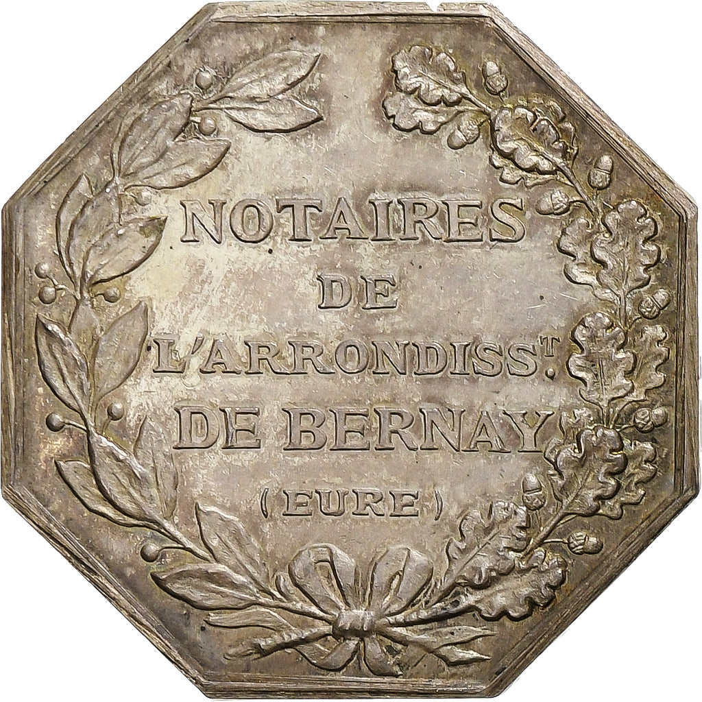 Francia, zeton, Notaires de l'Arrondissement de Bernay, Eure, Plata, Brasseux