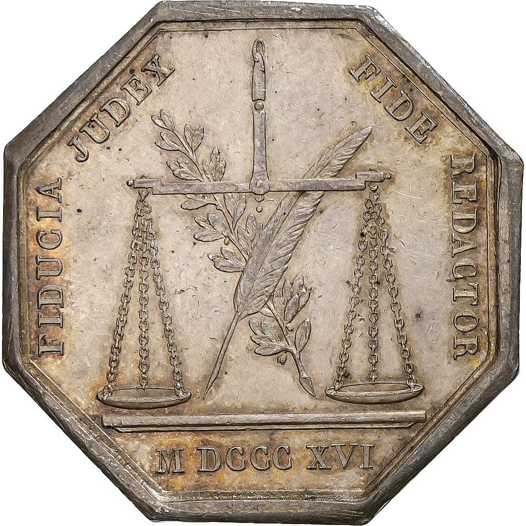 France, Jeton, Notaires de l'Arrondissement de Pontoise, 1816, Argent, SUP
