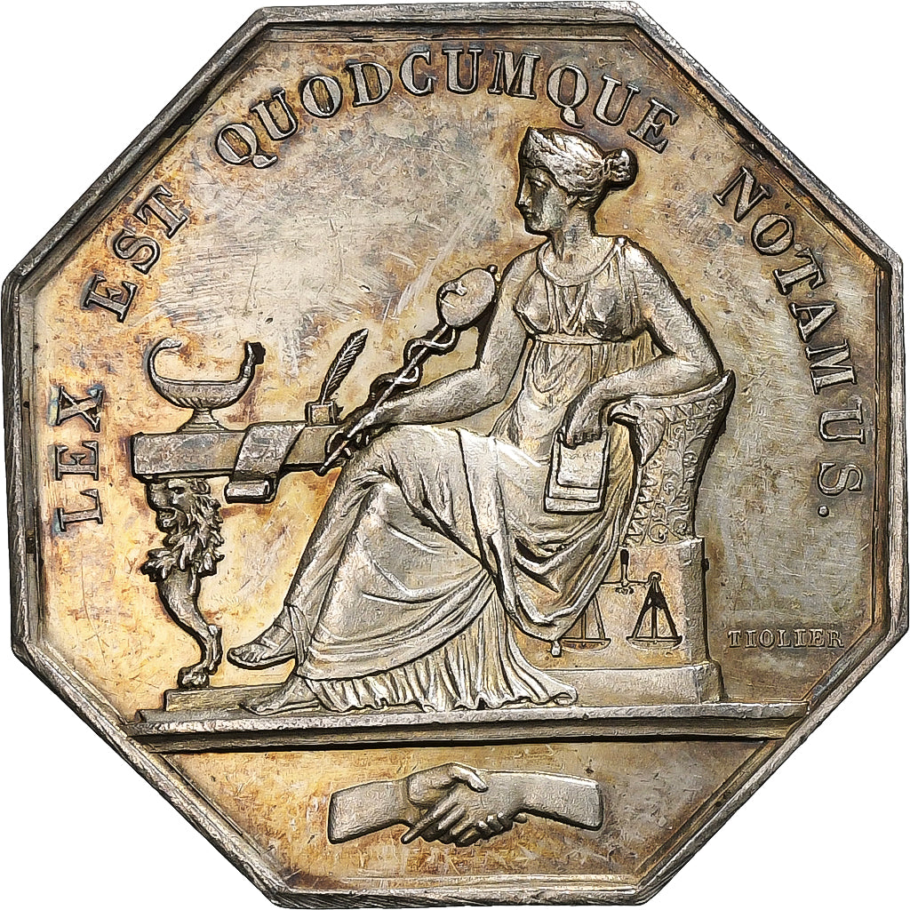Francia, zeton, Notaires de l'Arrondissement de Bordeaux, Plata, Tiolier, EBC+
