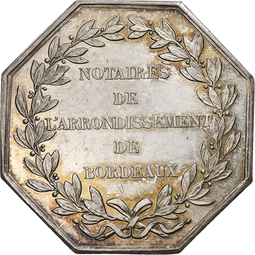 Francia, zeton, Notaires de l'Arrondissement de Bordeaux, Plata, Tiolier, EBC+