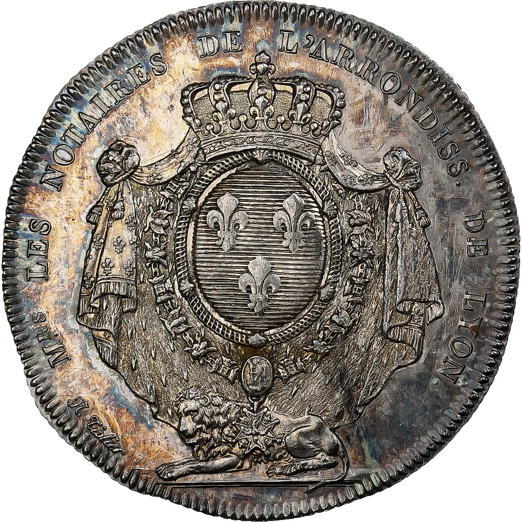 France, Token, Restauration, Notaires de Lyon, 1812, Silver, Tiolier, MS(60-62)