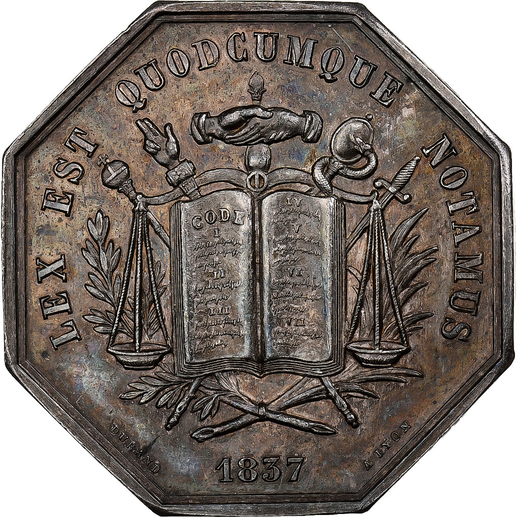 France, Token, Notaires de l'Arrondissement de Vienne, 1837, Silver, Durand