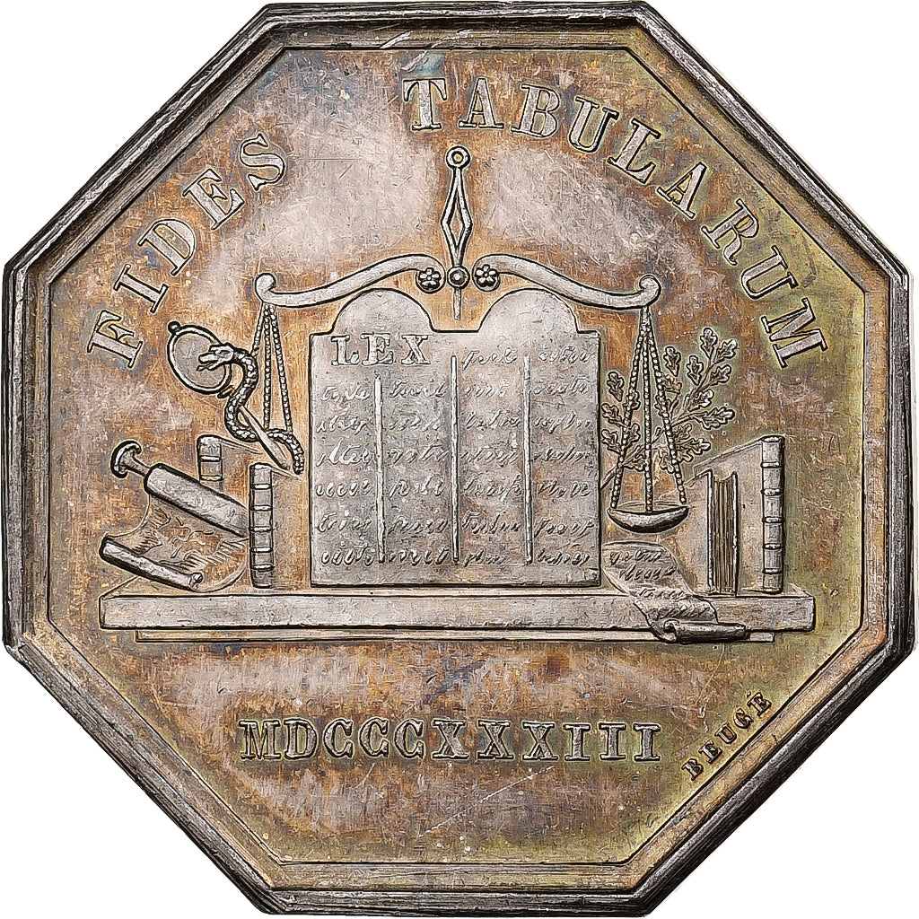 France, Token, Notaires de l'Arrondissement de Doullens, Somme, 1833, Silver