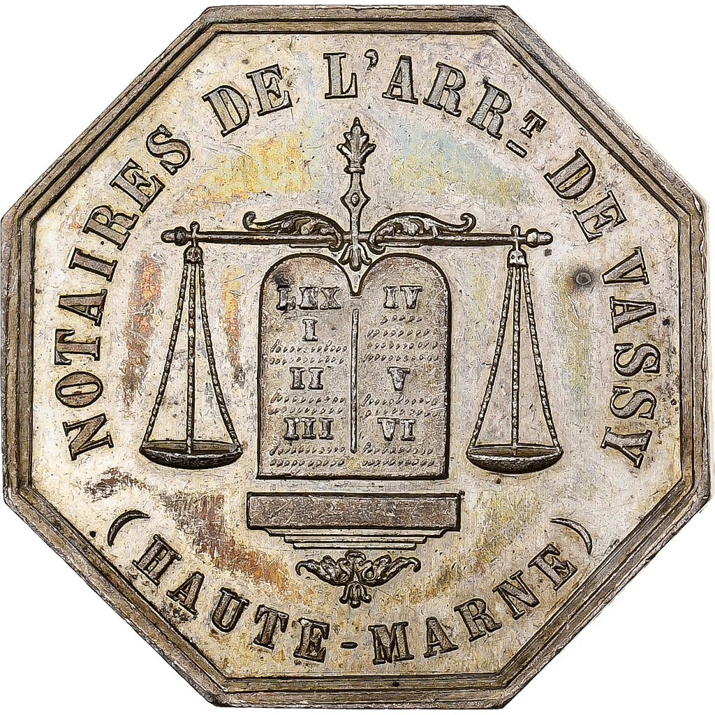 France, Token, Notaires de l'Arrondissement de Vassy, Haute Marne, 1851