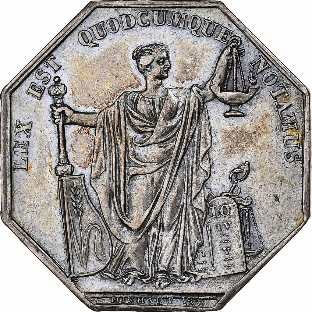 Francia, ficha, Compagnie des Notaires de Marseille, 1890, Argento, Michaut