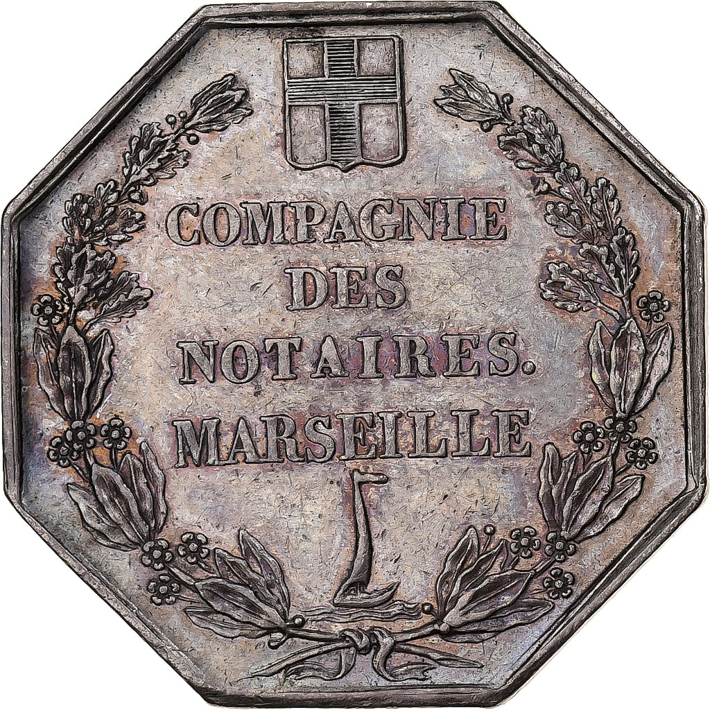 Francia, ficha, Compagnie des Notaires de Marseille, 1890, Argento, Michaut