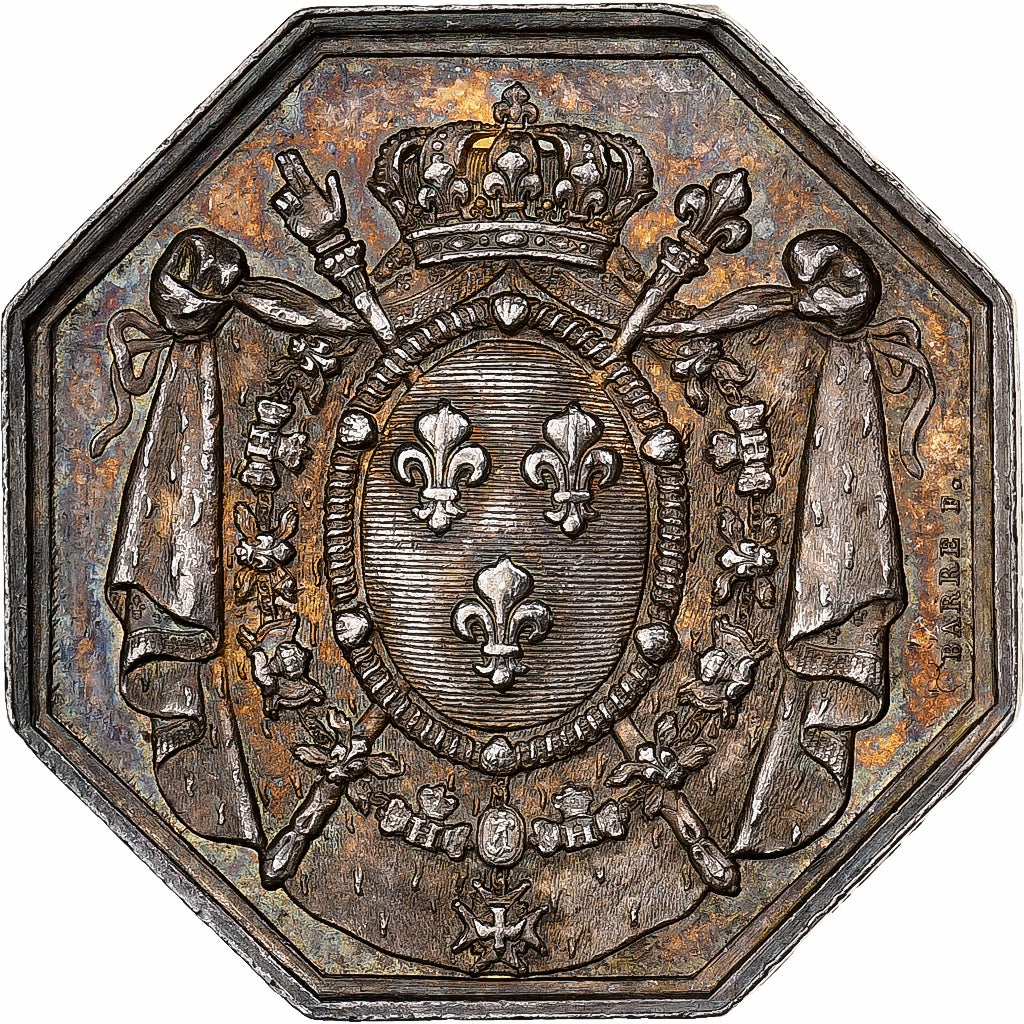 France, Token, Notaires de l'Arrondissement d'Amiens, 1827, Silver, AU(55-58)