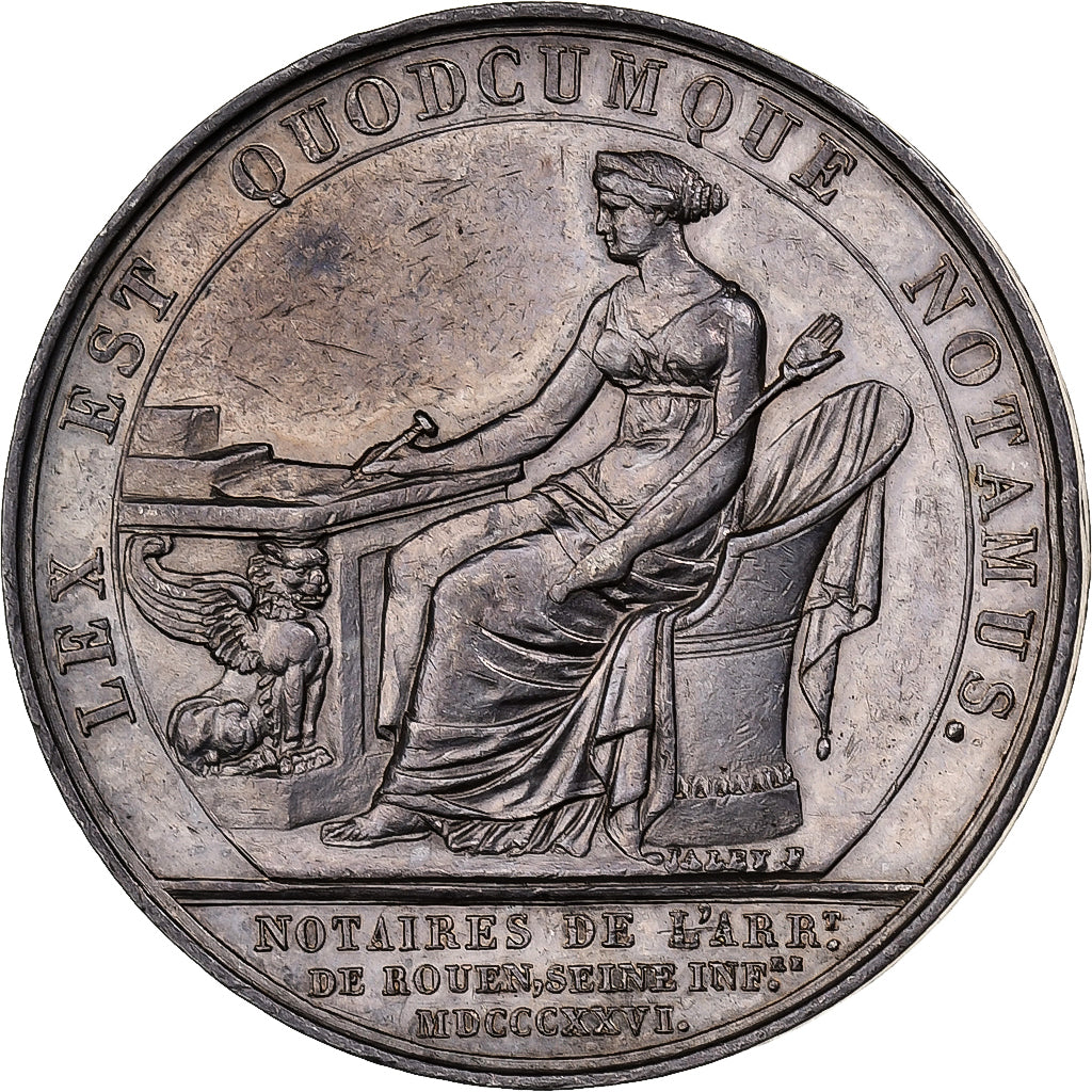 Francia, zeton, Charles X, Notaires de l'Arrondissement de Rouen, 1826, Plata