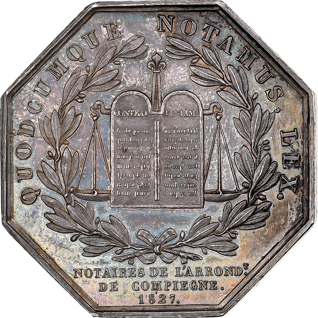 Francia, ficha, Notaires de l'Arrondissement de Compiègne, 1827, Argento