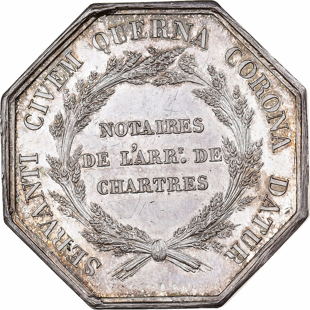 France, Jeton, Notaires de l'Arrondissement de Chartres, 1836, Argent, SUP