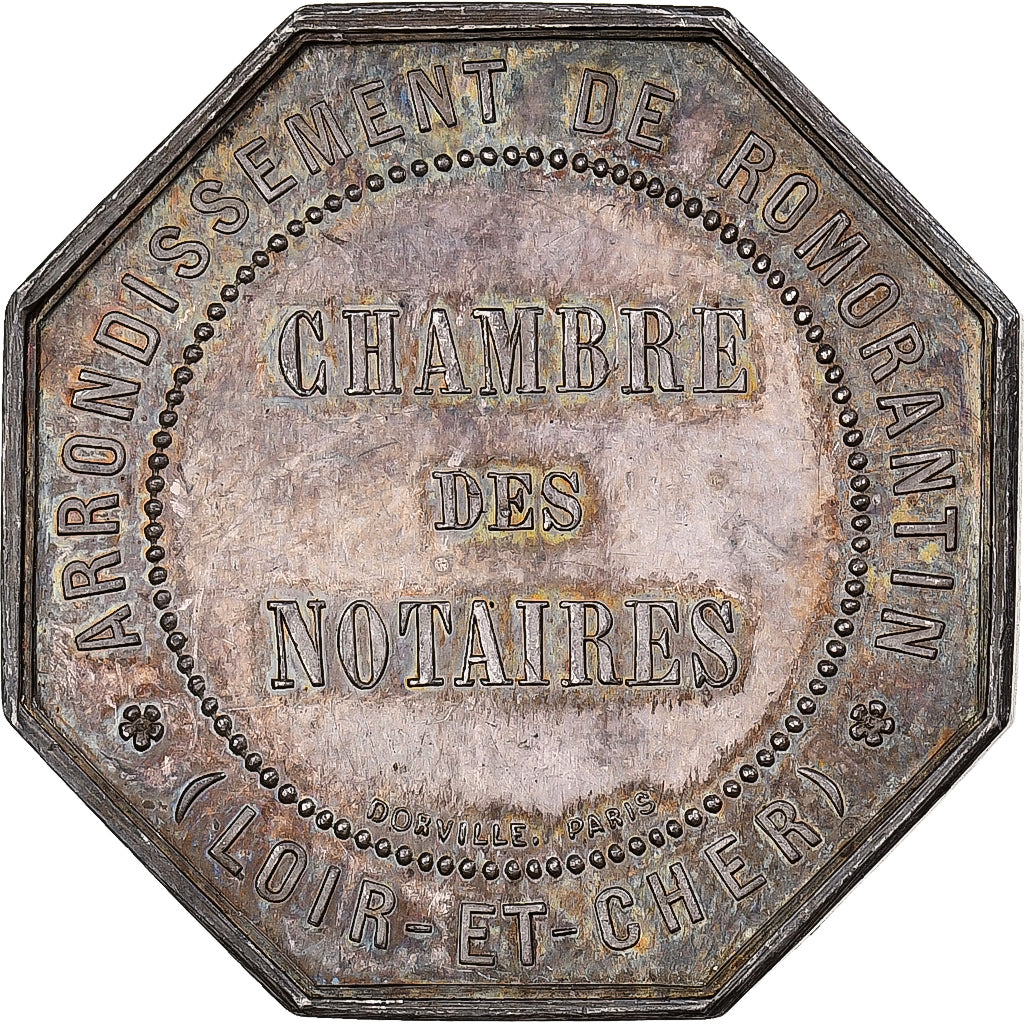 Francia, zeton, Notaires de l'Arrondissement de Romorantin, Loir et Cher, Plata