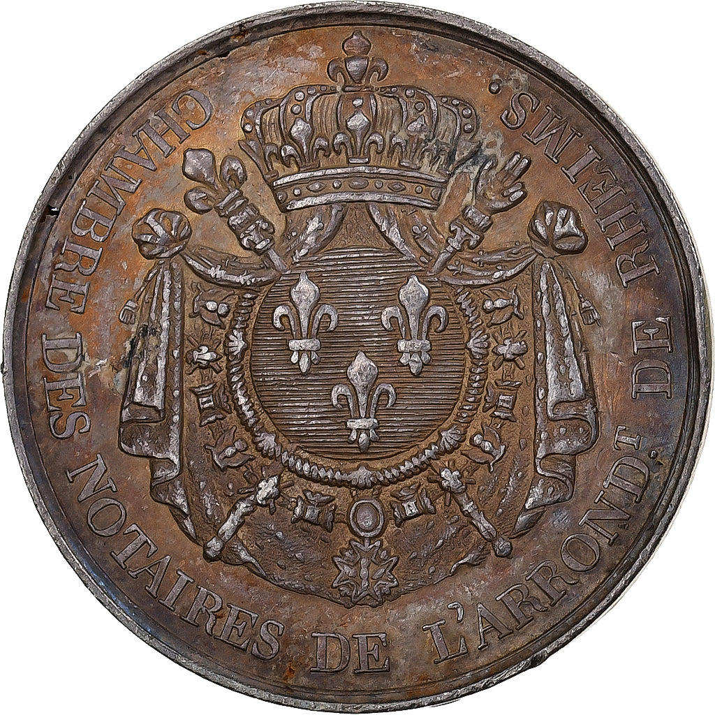 Frankreich, Medaille, Chambre des Notaires de Reims, 1824, Silber, Tiolier, SS+