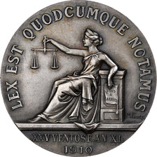 Francja, Token, Notaires de l'Arrondissement d'Abbeville, 1910, Srebro, Faure