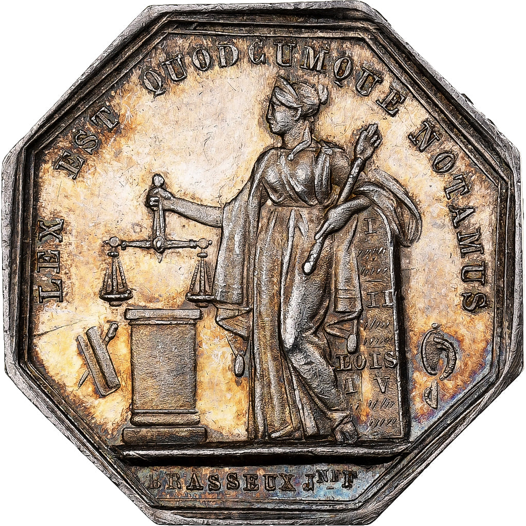 Francia, zeton, Chambre des Notaires d'Evreux, Plata, Brasseux, EBC