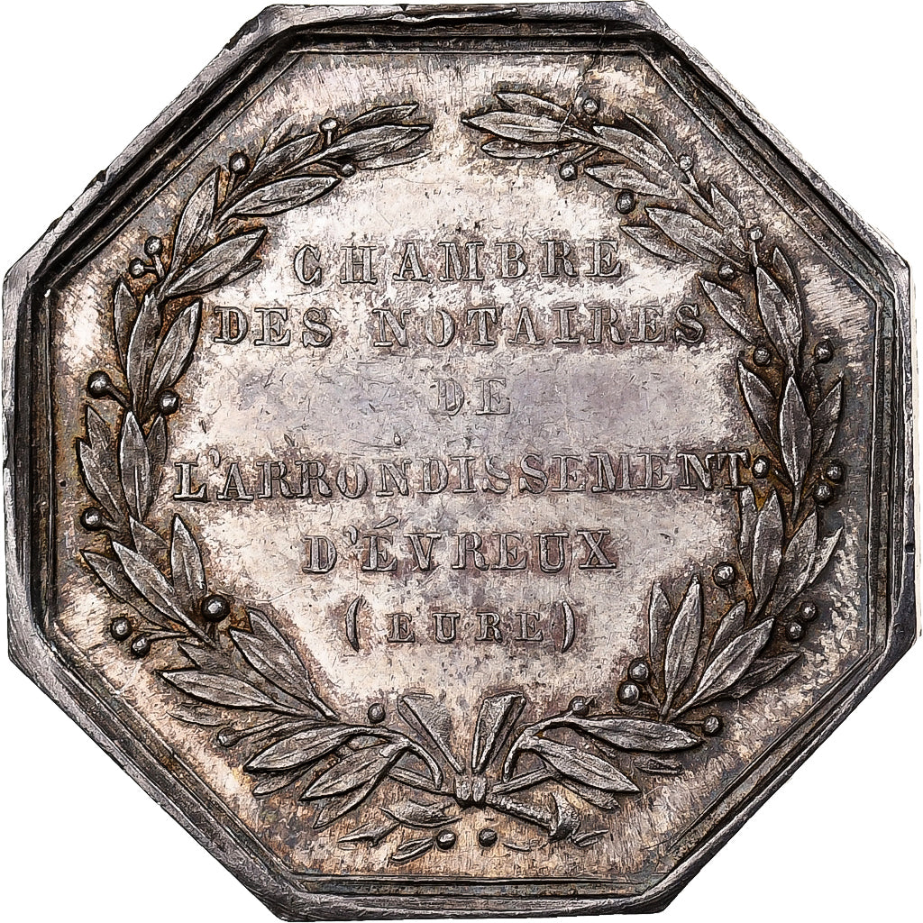 Francia, zeton, Chambre des Notaires d'Evreux, Plata, Brasseux, EBC