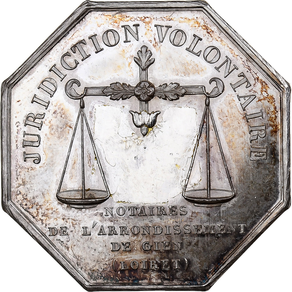 France, Token, Notaires de l'Arrondissement de Gien, Silver, MS(60-62)
