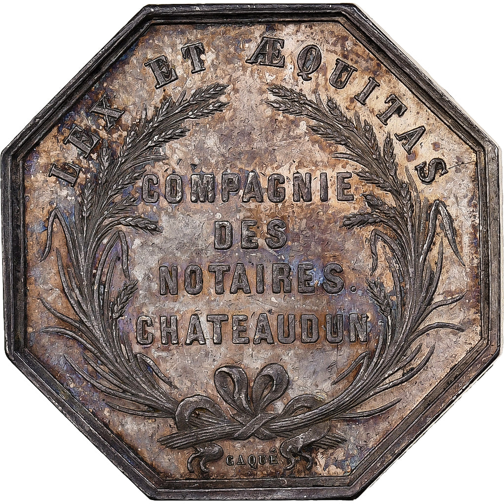 Francia, zeton, Notaires de l'Arrondissement de Châteaudun, Plata, EBC
