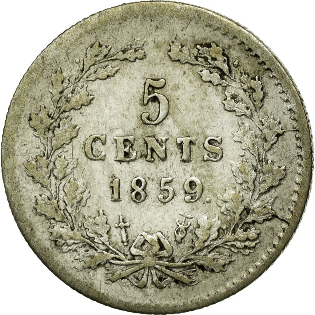 Moneda, Países Bajos, William III, 5 Cents, 1859, EBC, Plata, KM:91