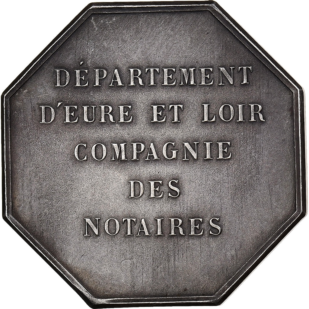France, Jeton, Compagnie des Notaires d'Eure et Loir, 1836, Argent, SUP, Barre
