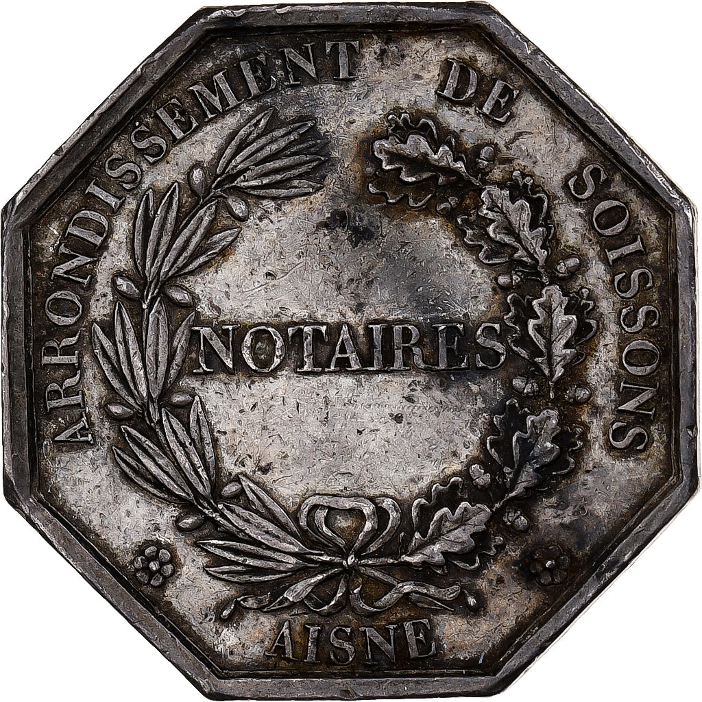Francia, zeton, Notaires de l'Arrondissement de Soissons, Aisne, Plata, MBC