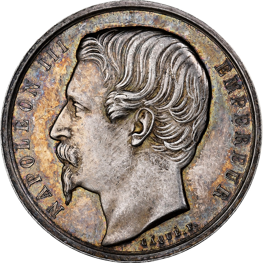 Francia, ficha, Napoléon III, Notaires de Laon, 1854, Argento, Caqué, SPL