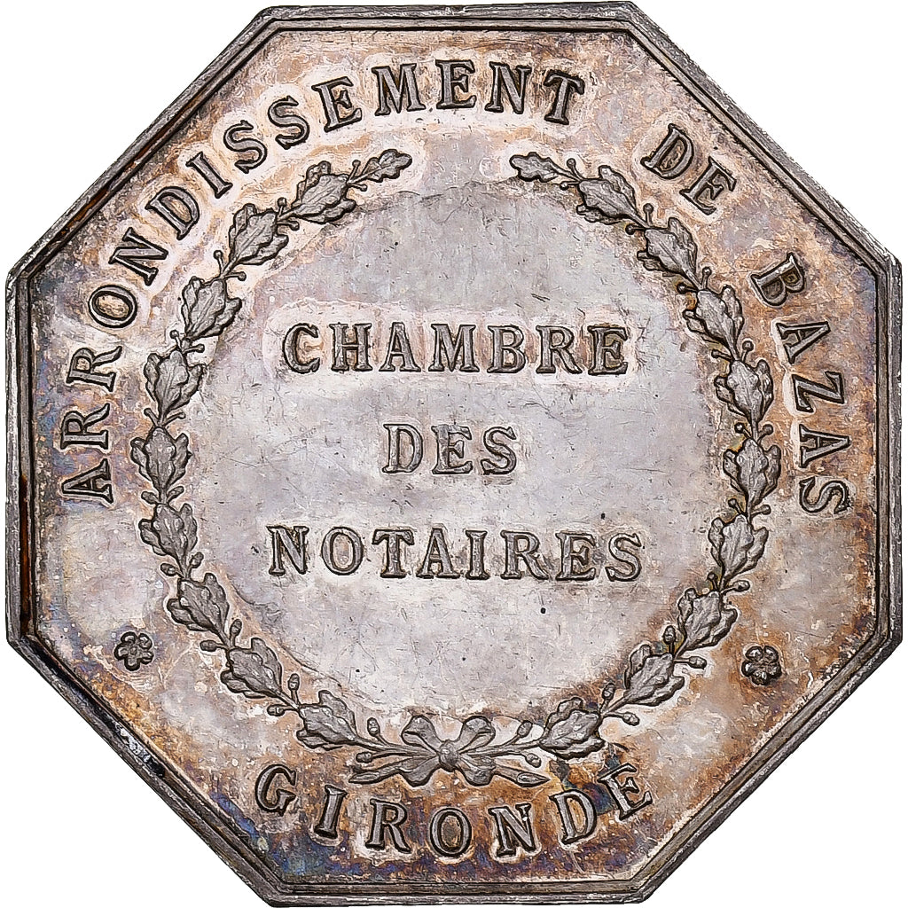 France, Jeton, Notaires de l'Arrondissement de Bazas, Gironde, Argent, SUP