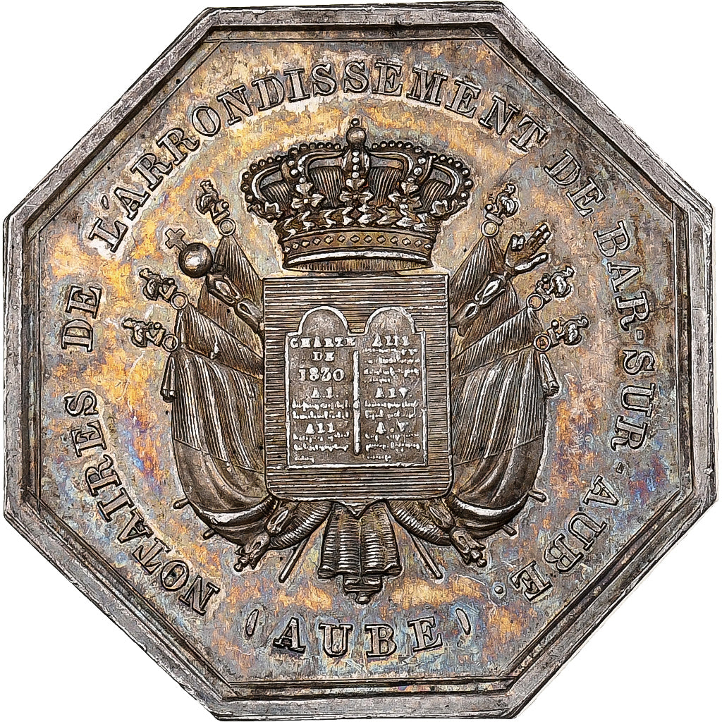 Frankrijk, Token, Chambre des Notaires de Bar-sur-Aube, 1840, Zilver, Chaumonot