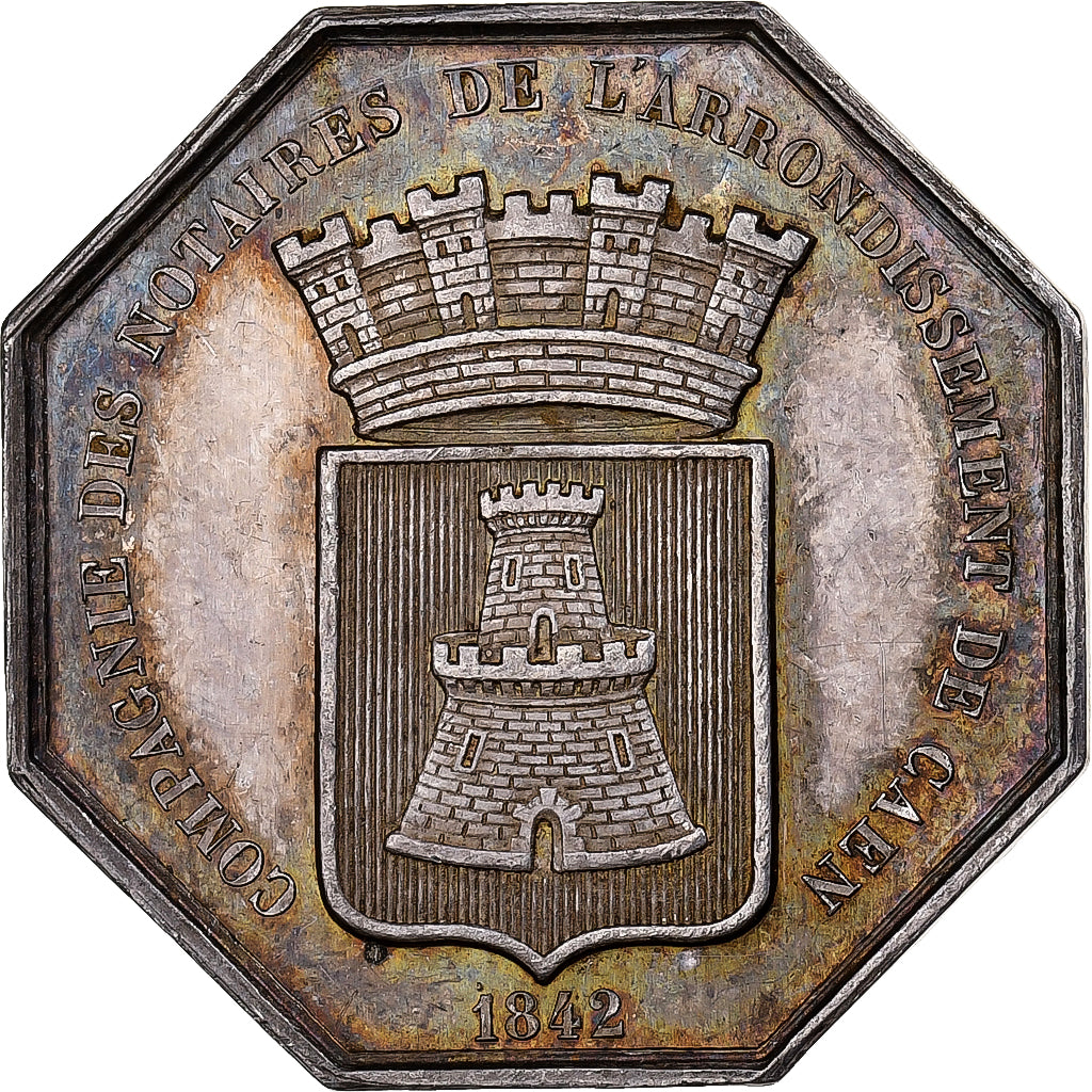 France, Jeton, Notaires de l'Arrondissement de Caen, 1842, Argent, SUP