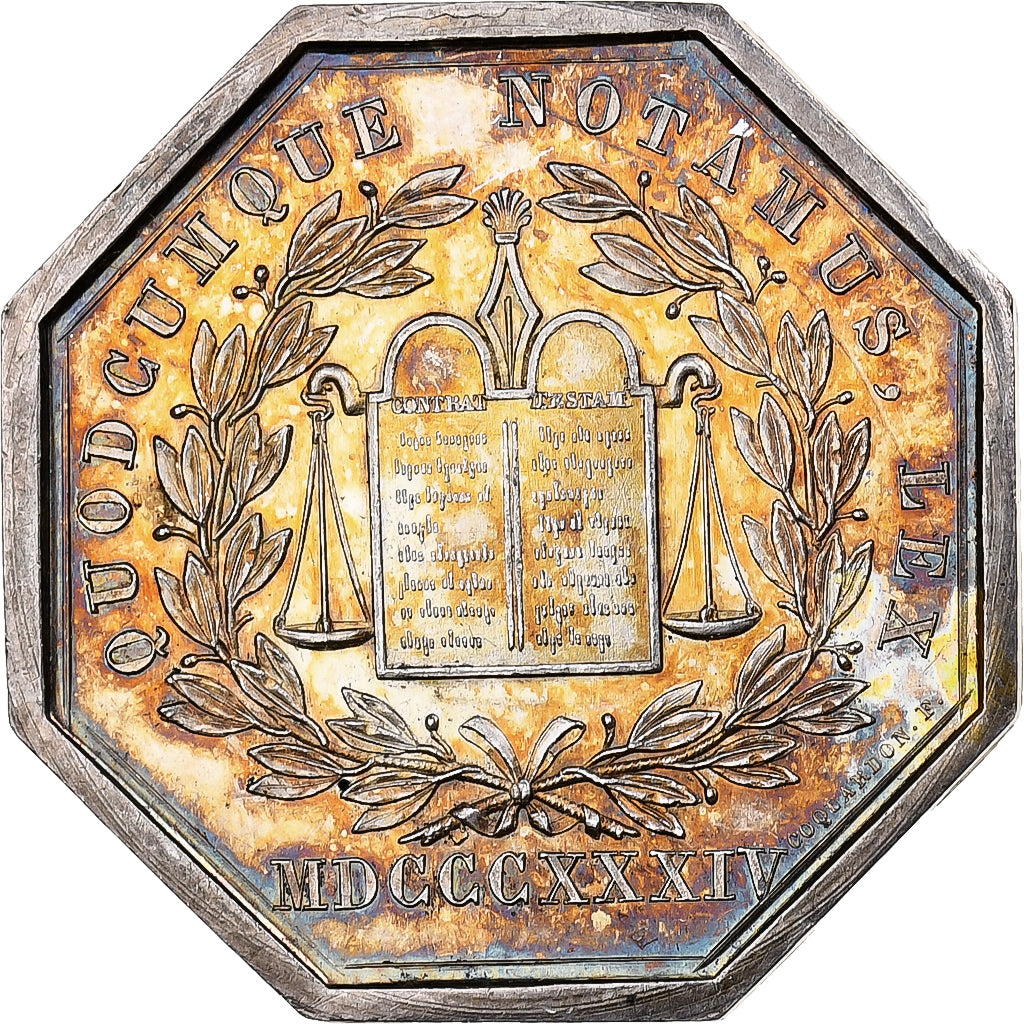 France, Jeton, Notaires de l'Arrondissement de Dreux, Eure et Loir, 1834