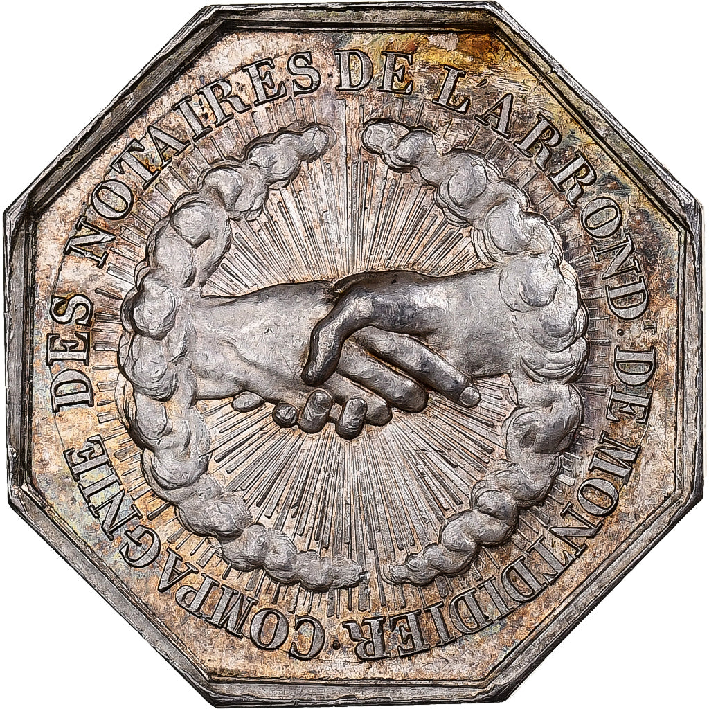 France, Jeton, Notaires de l'Arrondissement de Montdidier, Argent, SPL, Caqué