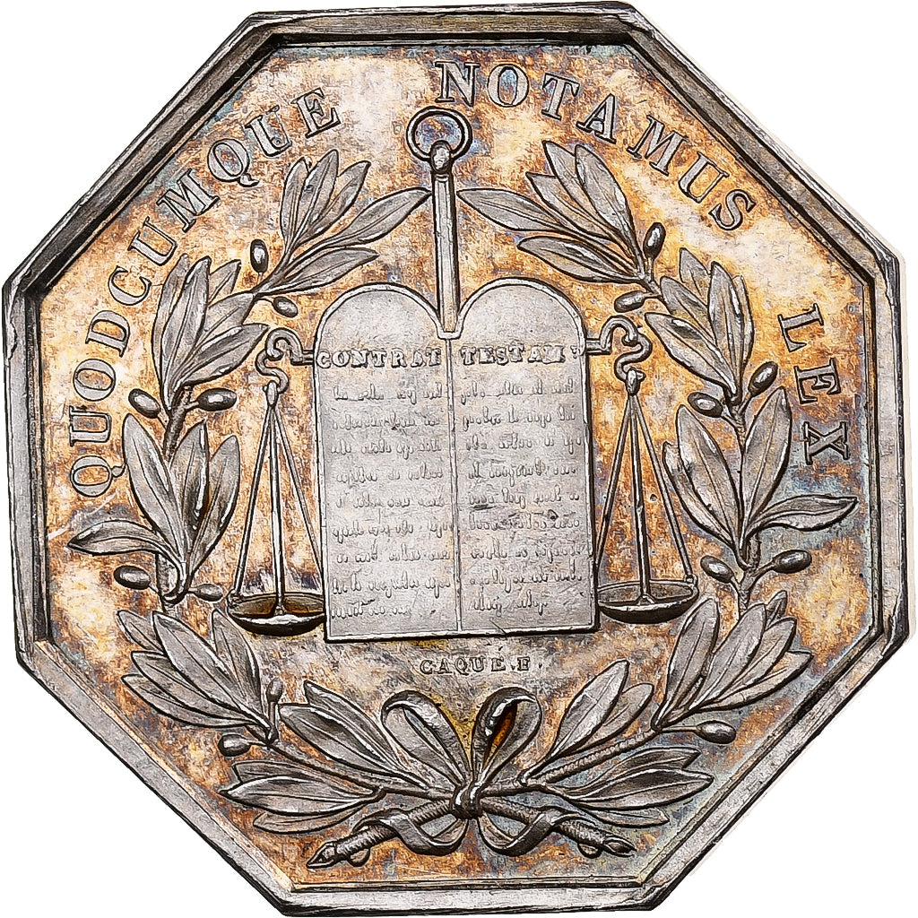 France, Jeton, Notaires de l'Arrondissement de Montdidier, Argent, SPL, Caqué