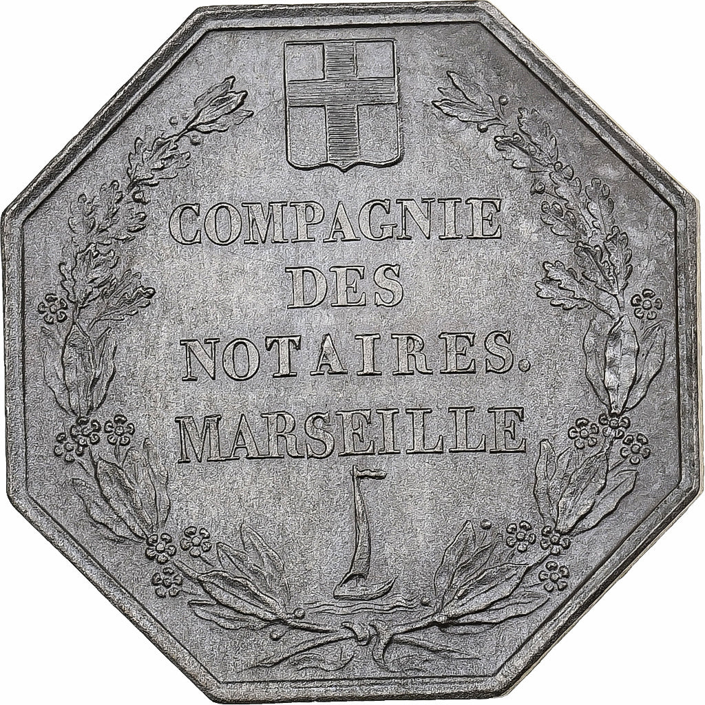 Francia, ficha, Compagnie des Notaires de Marseille, 1890, Argento, Michaut