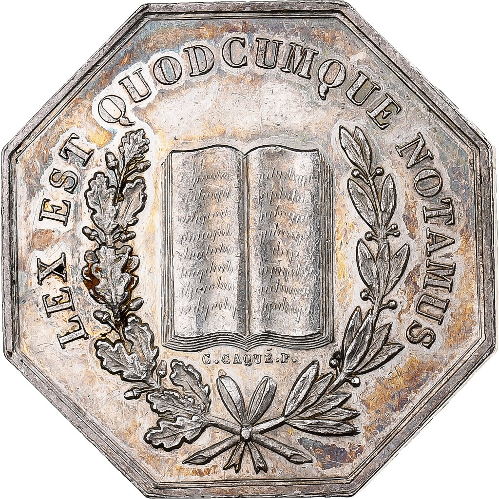 Frankreich, betaalpenning, Notaires de l'Arrondissement de Dieppe, 1852, Silber