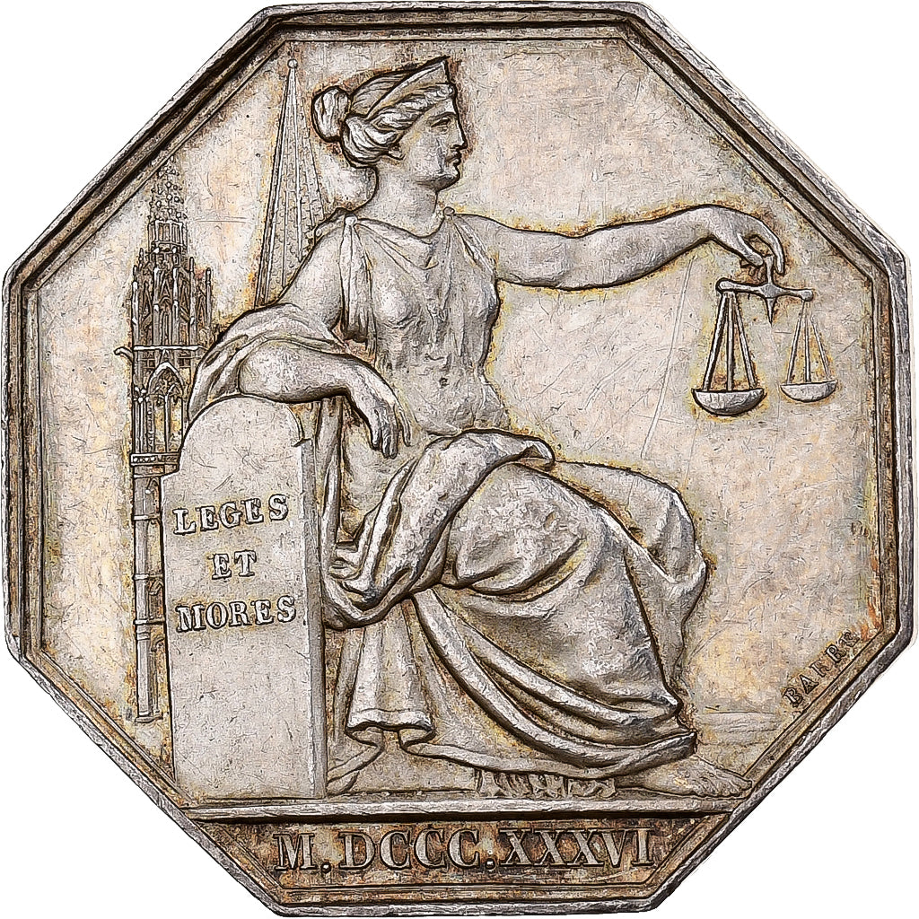 França, Token, Notaires de l'Arrondissement de Chartres, 1836, Prata, Barre