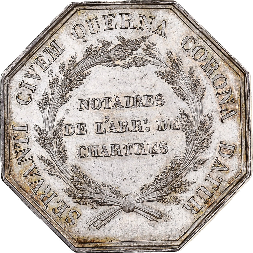 França, Token, Notaires de l'Arrondissement de Chartres, 1836, Prata, Barre