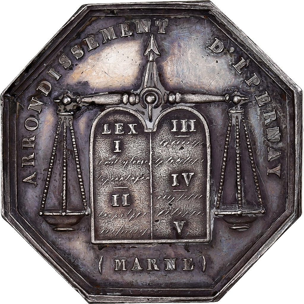 France, Jeton, Notaires de l'Arrondissement d'Epernay, Marne, Argent, SUP